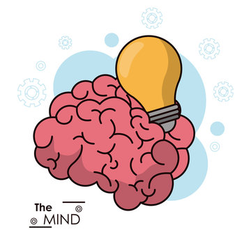 the mind brain bulb idea inspiration energy design vector illustration