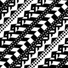 Seamless geometric pattern. Repeating ethnic ornamental design. Zigzag and stripe shapes line. Modern black and white texture