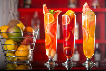 Fresh cocktail juice made of oranges