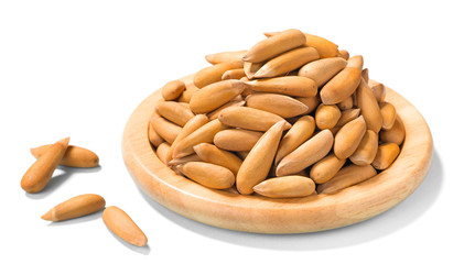dried pine nuts on white, (large depth of field, taken with tilt shift lens)