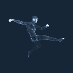 A football player from particle. Sports concept. 3D Model of Man. Human Body. Sport Symbol. Design Element. Vector Illustration.A_R_00_200x200