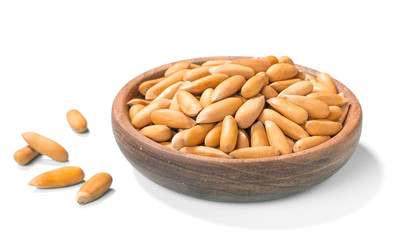 dried pine nuts on white, (large depth of field, taken with tilt shift lens)