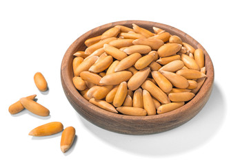 dried pine nuts on white, (large depth of field, taken with tilt shift lens)