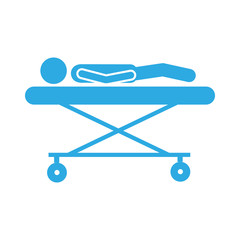 color silhouette pictogram lay down patient in stretcher clinical vector illustration