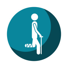 color circular frame shading with pictogram bandaged leg patient icon flat vector illustration