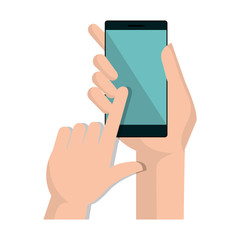hand user with smartphone device isolated icon vector illustration design