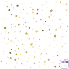 Gold stars. Confetti celebration, Falling golden abstract decoration for party, birthday celebrate, anniversary or event, festive. Festival decor. Vector illustration