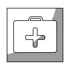 Obraz premium grayscale square frame shading with first aid kit with cross shape inside vector illustration