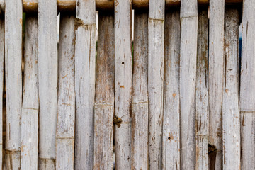 old grungy thai handcraft of bamboo weave pattern fence.