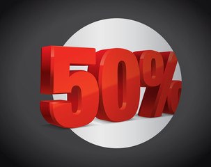 50 percent off, sale background, object 3D. Eps10 Vector.