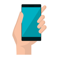 hand user with smartphone device isolated icon vector illustration design