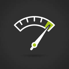 Colorful Info-graphic gauge element. Speedometer icon or sign with arrow. Vector