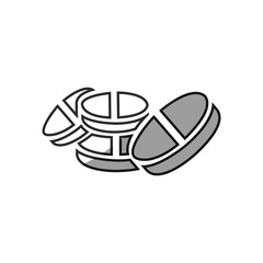 grayscale silhouette with symbol of pills vector illustration