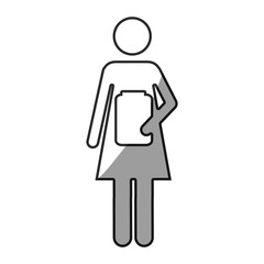 grayscale silhouette with pictogram female with remedy bottle vector illustration