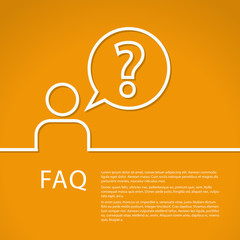 Question mark with user icon. Help symbol. FAQ sign on a blue background. Vector, flat, outline design