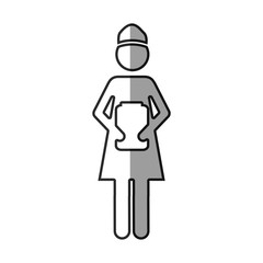 grayscale silhouette with pictogram of woman nurse icon vector illustration