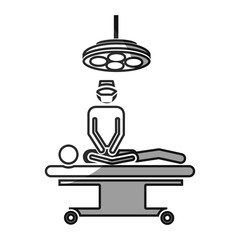 grayscale silhouette with pictogram patient in surgery icon flat vector illustration