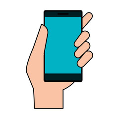 hand user with smartphone device isolated icon vector illustration design