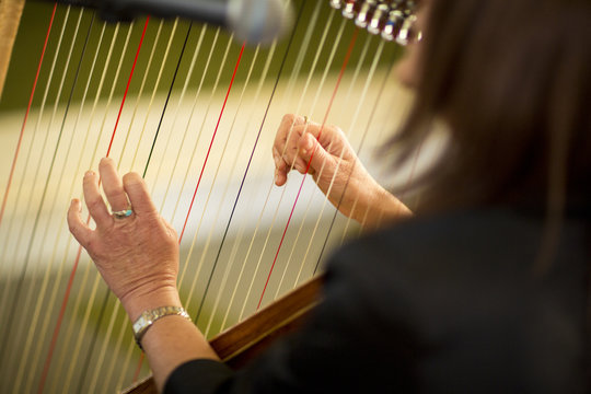 Woman Playing The Harp