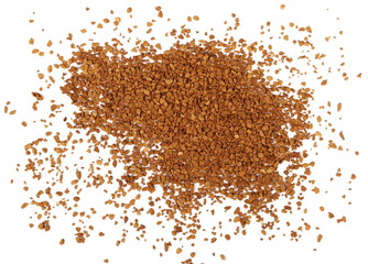 instant coffee powder isolated on white background and texture