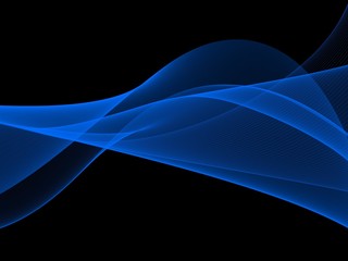 Fototapeta premium Abstract Light blue wave on black background