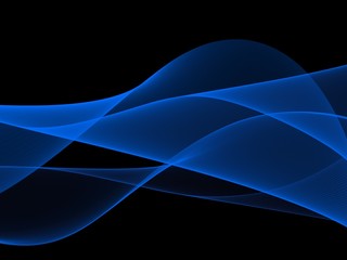 Abstract Light blue wave on black background