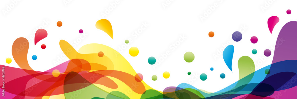 Wall mural summer background and banner with water, splash and waves in vector abstract shape