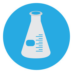 Isolated erlenmeyer on a blue button, Vector illustration