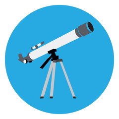 Isolated telescope on a blue button, Vector illustration
