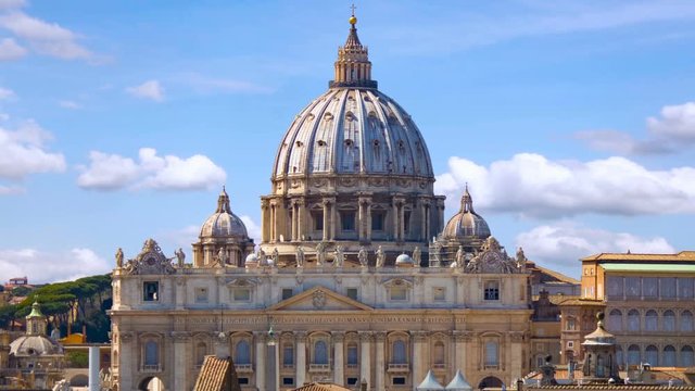Vatican city. St Peter's Basilica, time lapse with cloud.