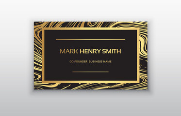 Vector golden marbling business card