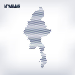 Vector hexagon map of Myanmar on a gray background