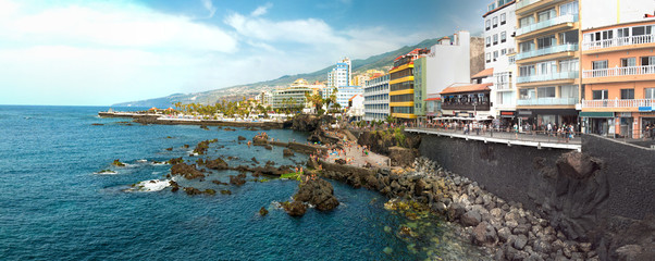Panorama von der Promenade in Puerto de la Cruz, Teneriffa