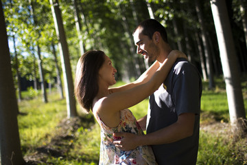 Fototapeta premium Happy young couple in love outdoor in summer