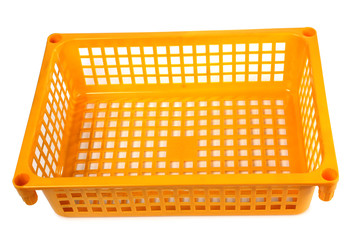 Colorful plastic basket on white background