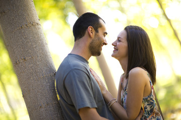 Fototapeta premium Happy young couple in love outdoor in summer