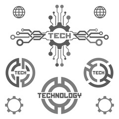 Set of technology elements. Tech logo icon.