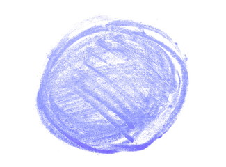 grunge circle, blue chalk isolated on white background