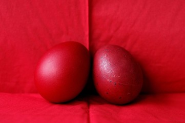 Row of red easter eggs