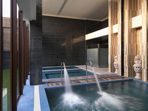 Spa tubs with large faucets