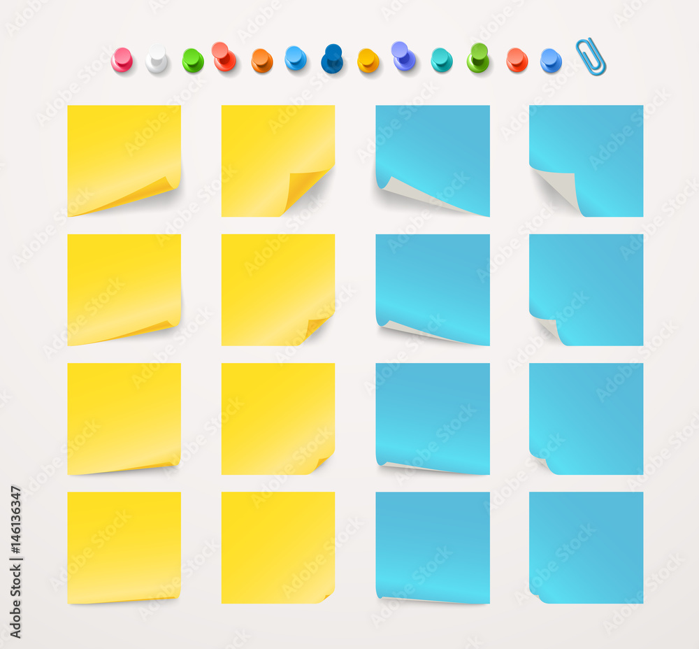 Poster different color paper stickers collection. template for a text