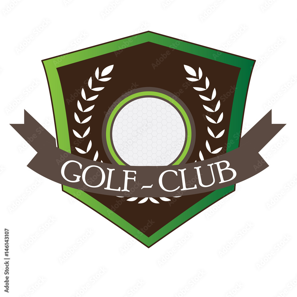 Sticker isolated golf emblem with a laurel wreath, vector illustration