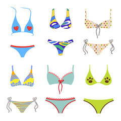 Fototapeta premium Swimsuits outlined set