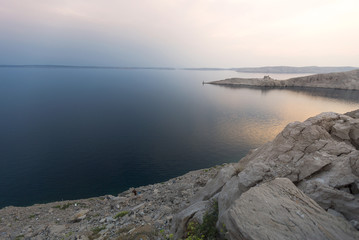 Colorful sunset at adriatic coastline