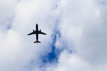 Silhouette of Airplane in the sky.
