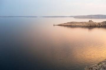 Colorful sunset at adriatic coastline
