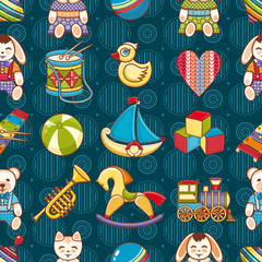 Kid toy seamless pattern. Design element for postcard, banner, flyer