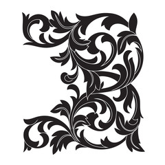 Vintage baroque ornament, corner. Retro pattern antique style acanthus. Decorative design element filigree calligraphy vector. - stock vector