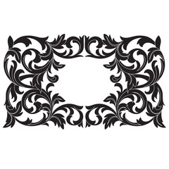 Vintage border frame engraving with retro ornament pattern in antique baroque style decorative design. Vector