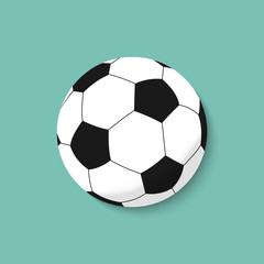 3d soccer ball on a colorful background casts a shadow. Vector illustration